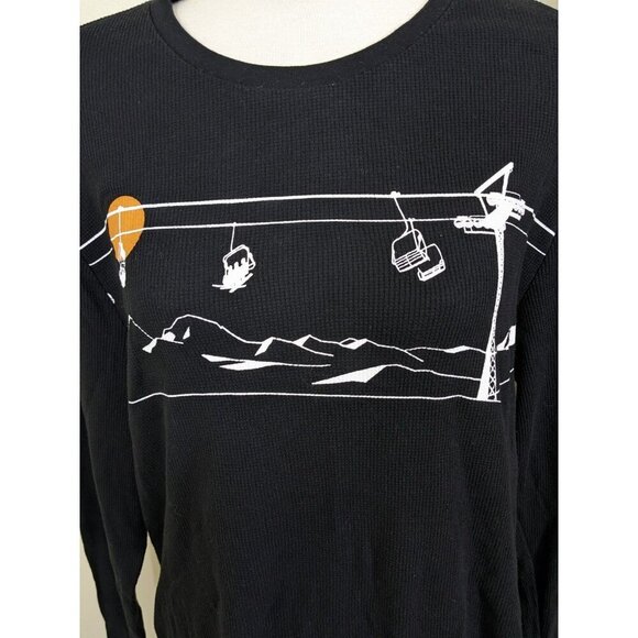 Old Navy Ski Graphic Thermal Tee Womens Plus XXL Black Long Sleeve Soft Washed - Picture 2 of 7